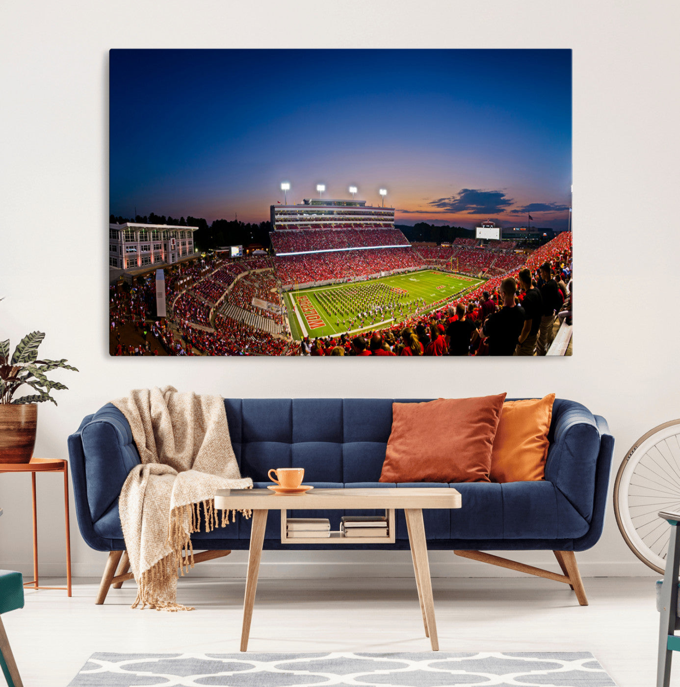 76202-MGV-CV-36X24-Wolfpack Football Team Wall Art Print - Raleigh Carter-Finley Stadium Wall Art Canvas Print