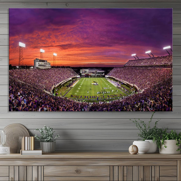 East Carolina University Pirates Football Team Print - Greenville Dowdy-Ficklen Stadium Wall Art Canvas Print