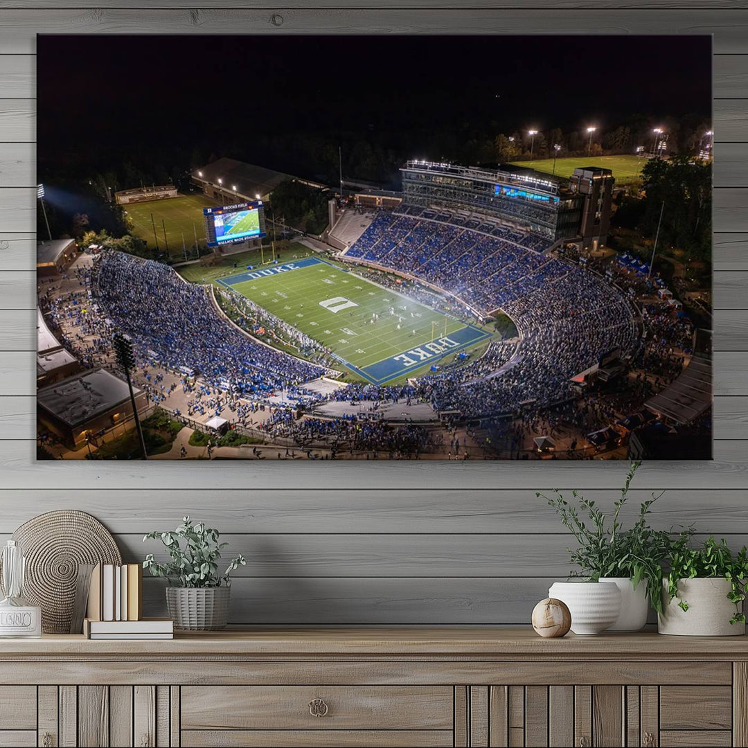 Duke University Blue Devils Football Team Print - Durham Wallace Wade Stadium Wall Art Canvas Print