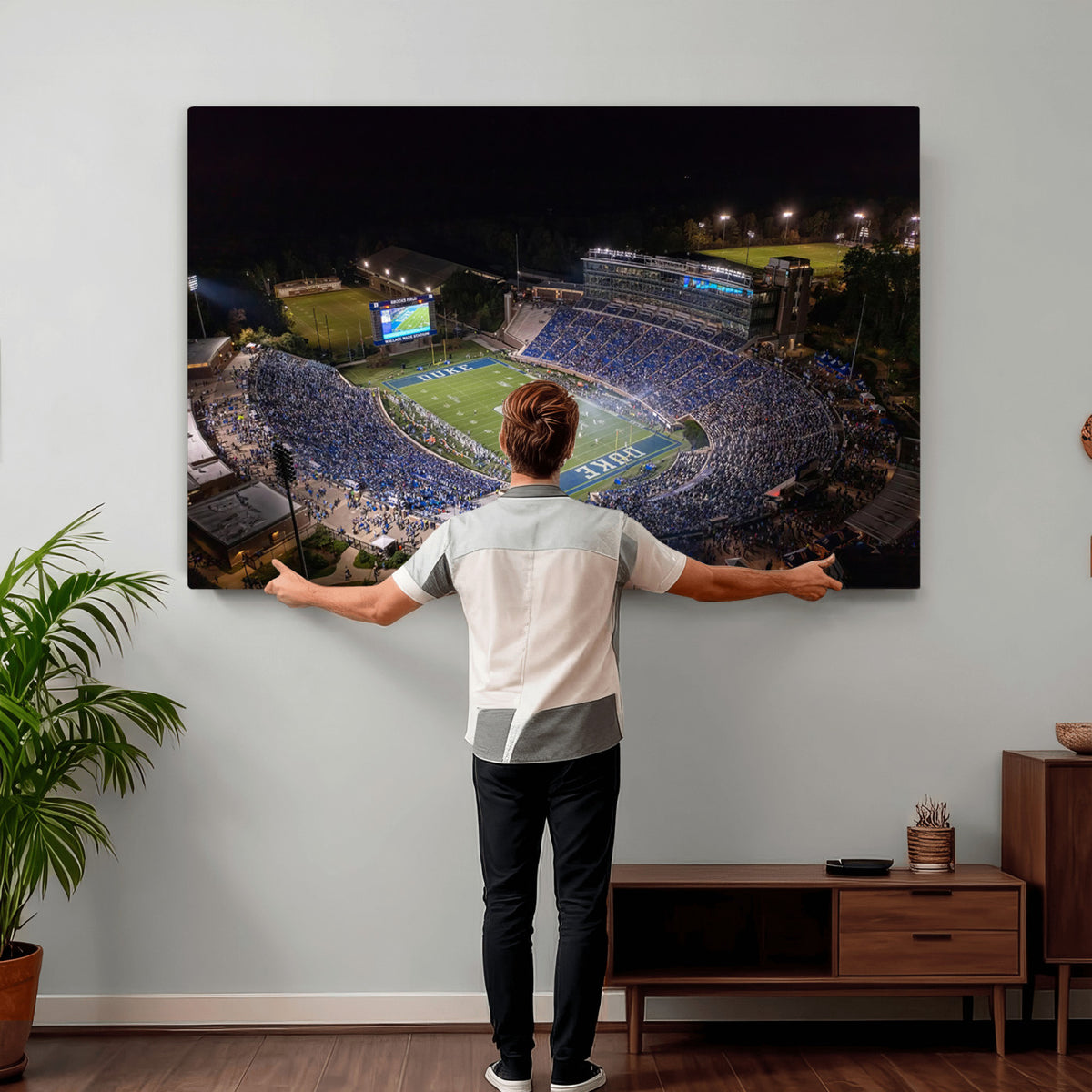 42347-MGV-CV-36X24 - Duke University Blue Devils Football Print Canvas - Durham Wallace Wade Stadium Wall Art Canvas