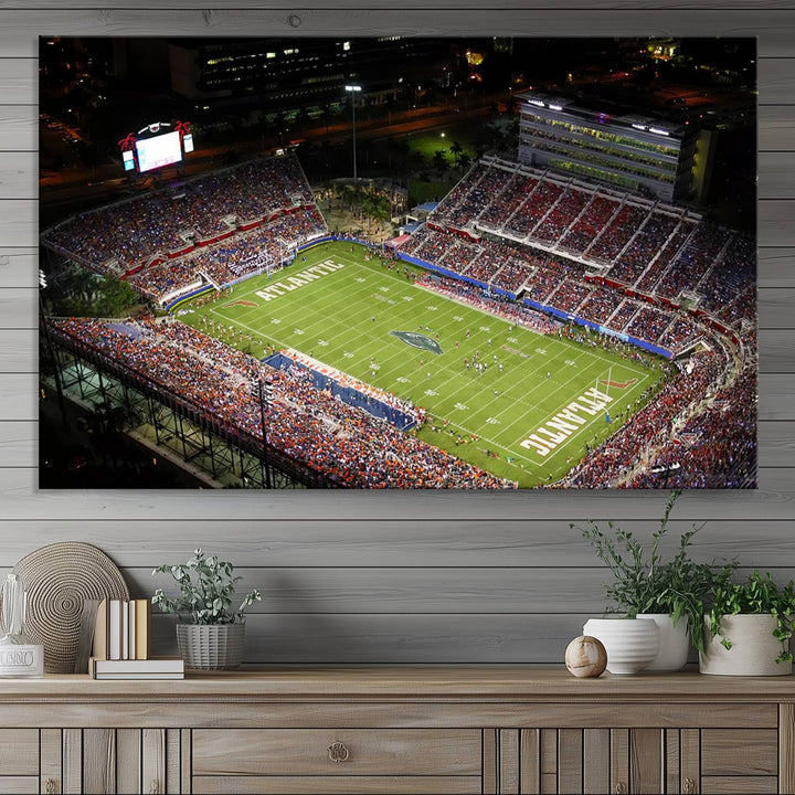 Florida Atlantic University Owls Football Team Print - Boca Raton FAU Stadium Wall Art Canvas Print