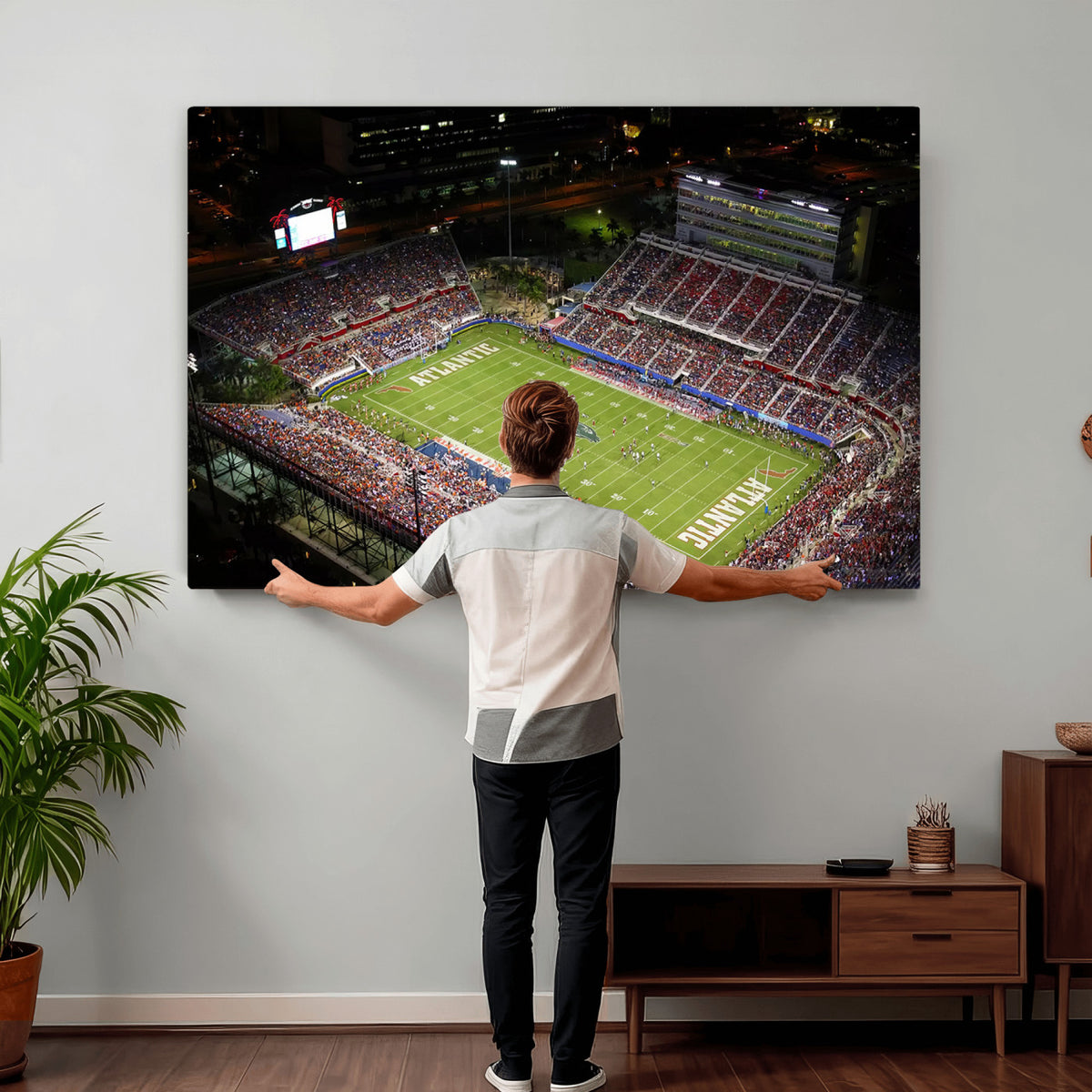 12682-MGV-CV-36X24 - Florida Atlantic University Owls Canvas Print, Football Team Print - Boca Raton FAU Stadium Wall Art