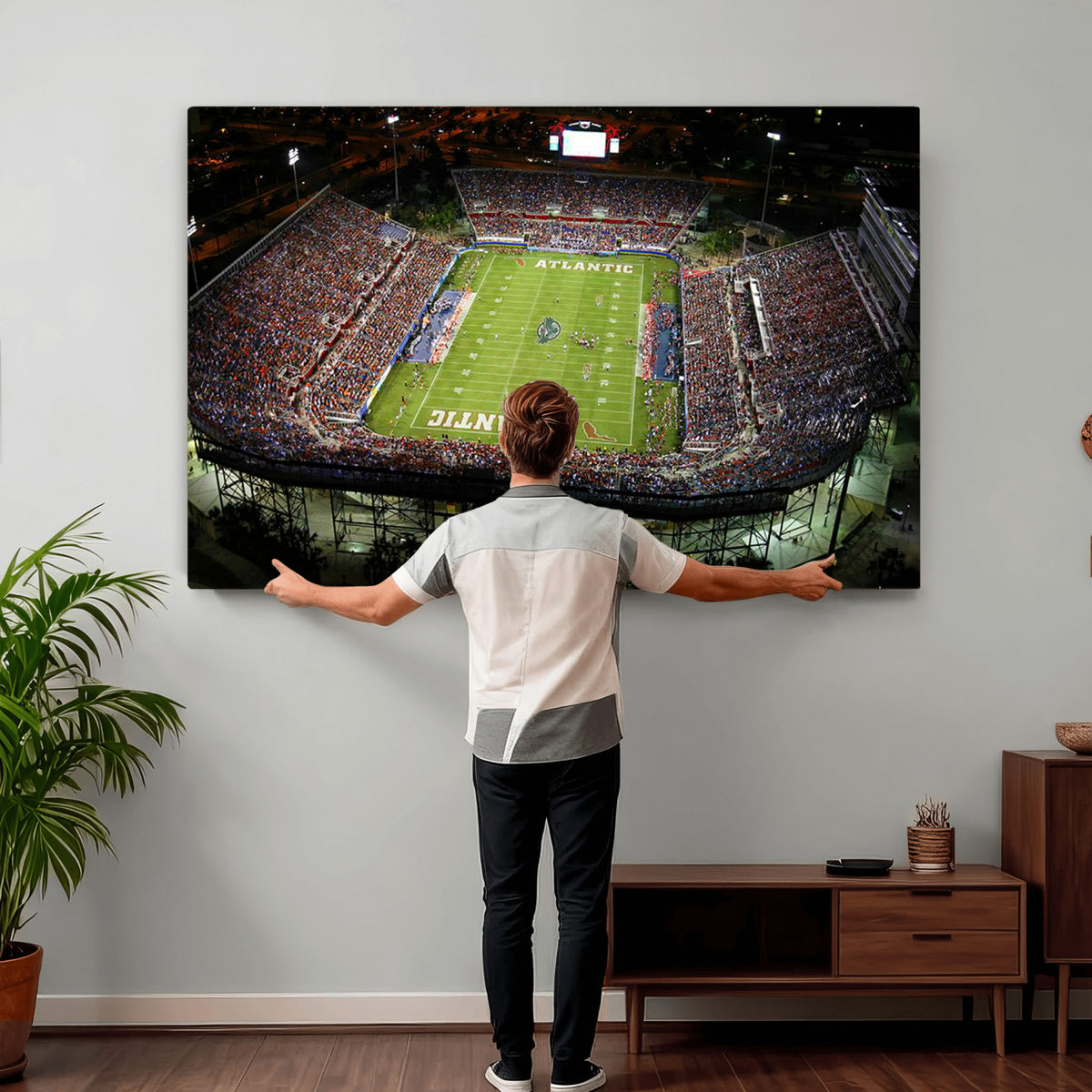 72354-MGV-CV-36X24 - Florida Atlantic University Owls Football Team Print - Boca Raton FAU Stadium Wall Art Canvas Print