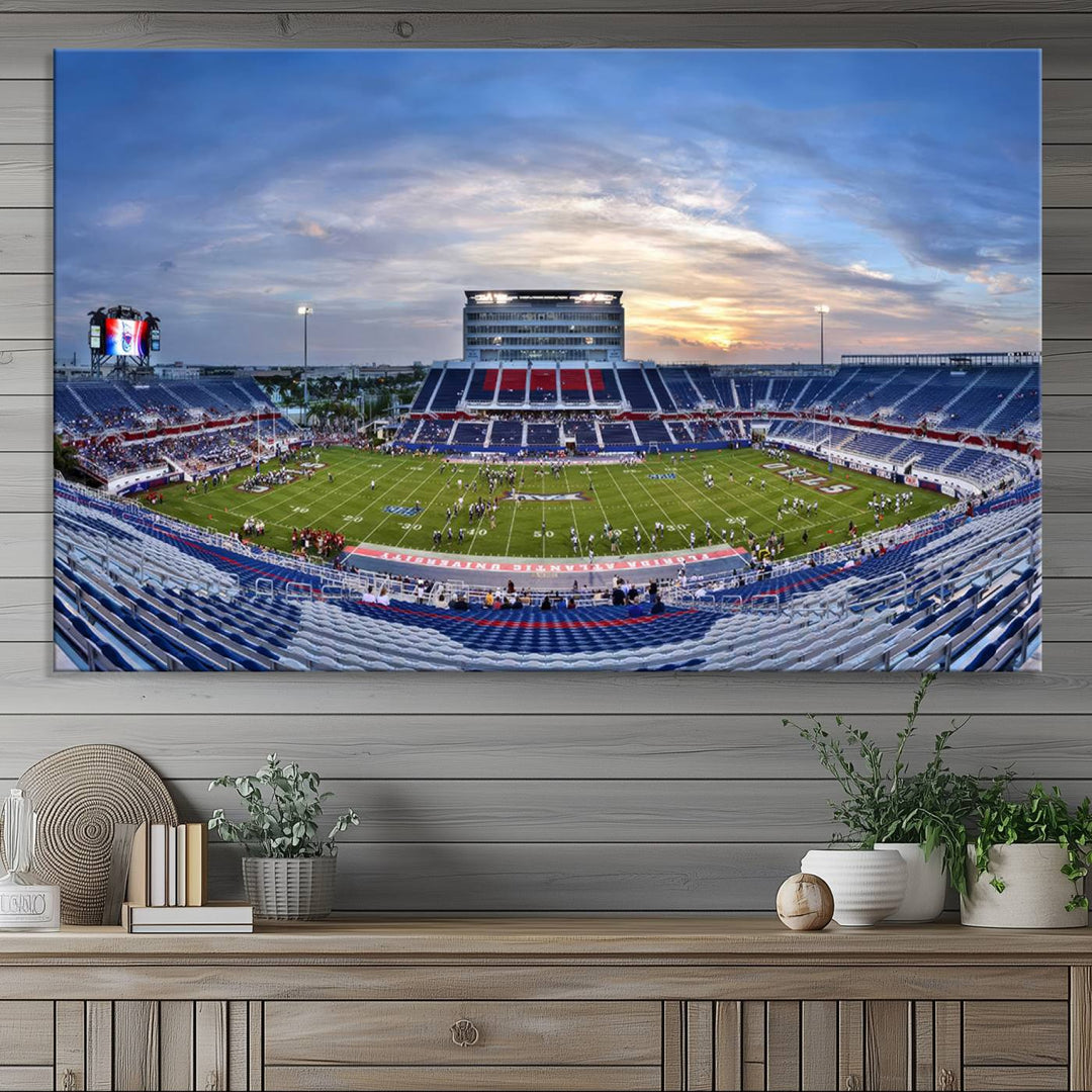 Florida Atlantic University Owls Football Team Print - Boca Raton FAU Stadium Wall Art Canvas Print