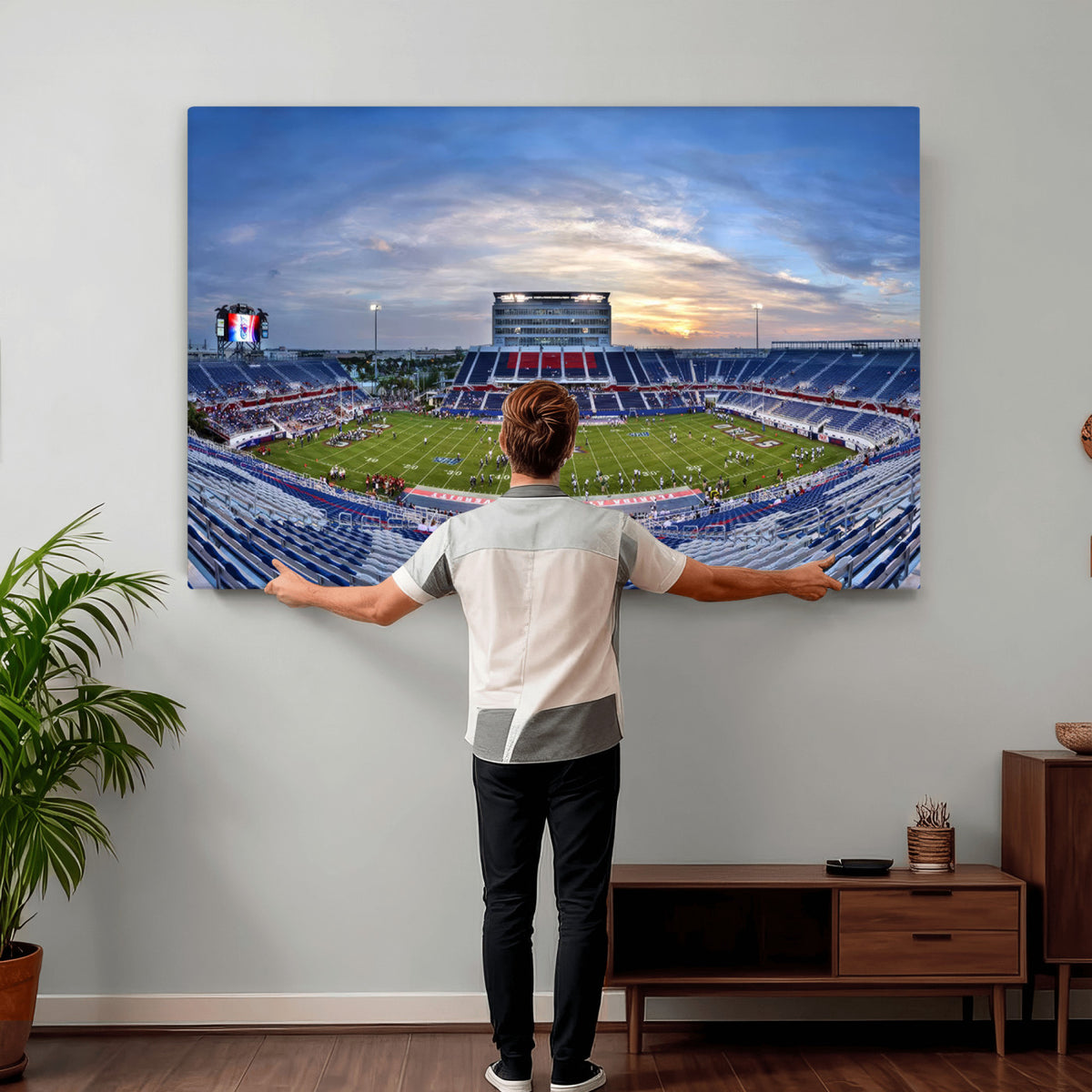 69559-MGV-CV-36X24 - Florida Atlantic University Owls Football Team Print - Boca Raton FAU Stadium Wall Art Canvas Print