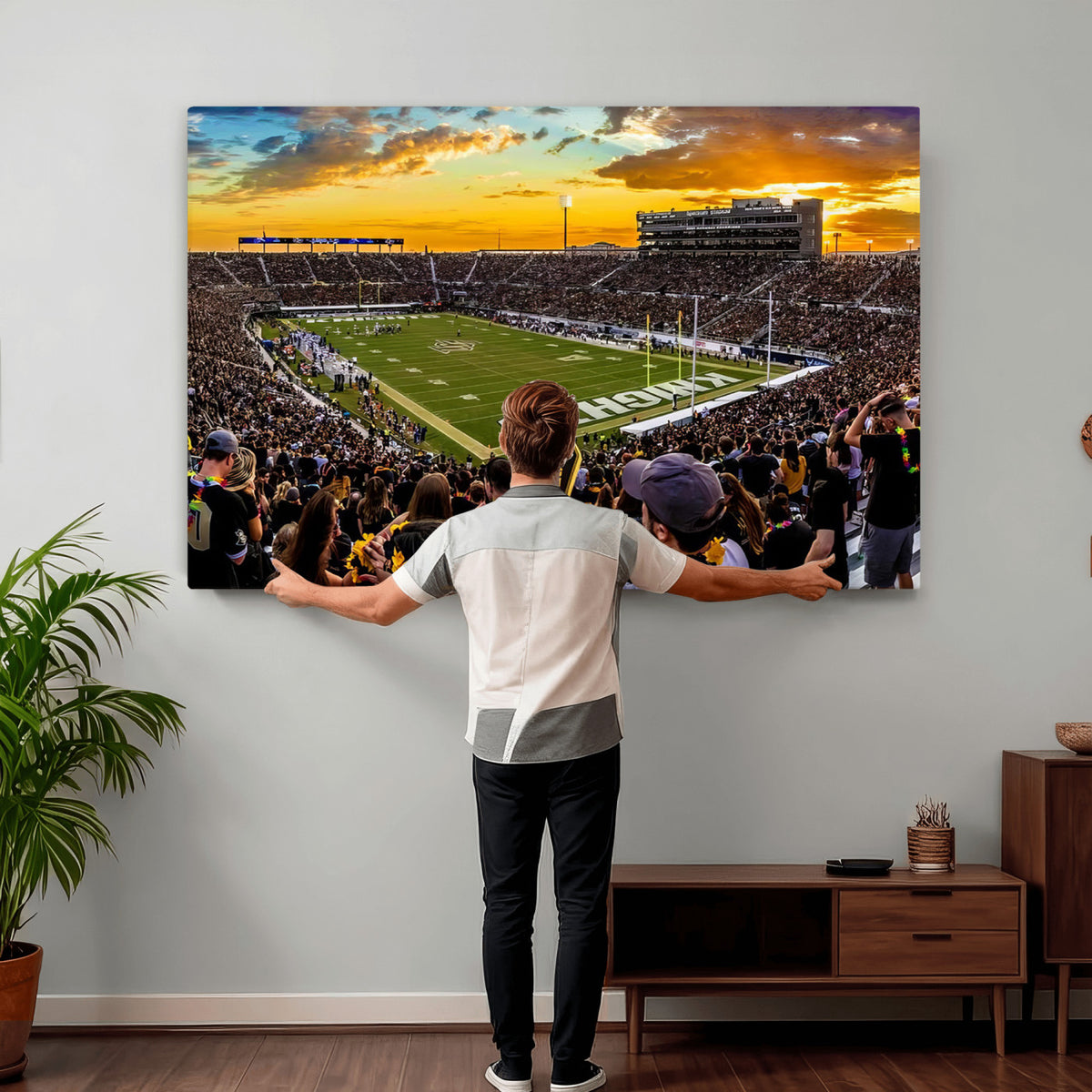 66803-MGV-CV-36X24 - UCF Knights Football Team Print - Orlando FBC Mortgage Stadium, UCF Knights Wall Art Canvas Print