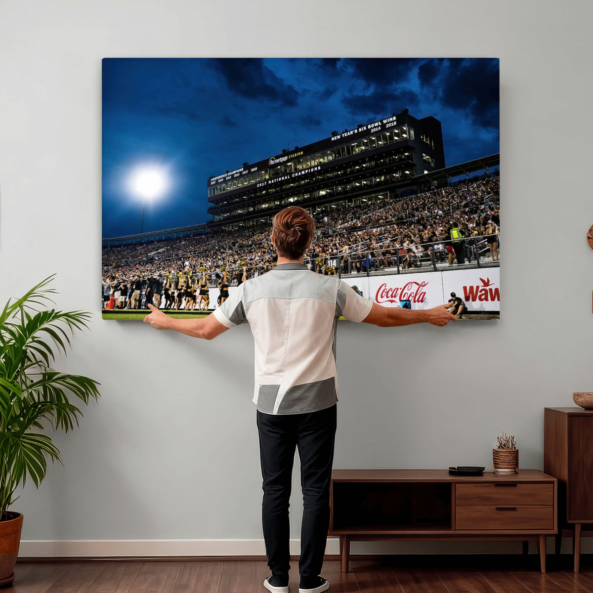 40217-MGV-CV-36X24 - UCF Knights Football Team Print - Orlando FBC Mortgage Stadium Wall Art Canvas Print