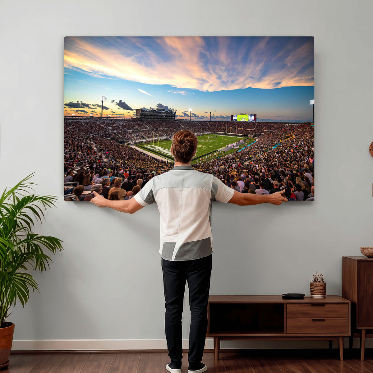 50243-MGV-CV-36X24 - UCF Knights Football Team Print - Orlando FBC Mortgage Stadium Wall Art Canvas Print