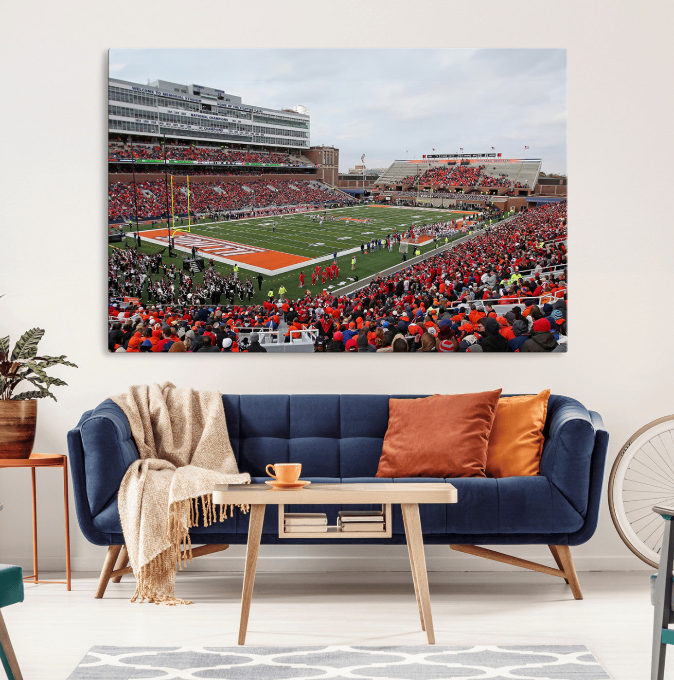 86851-MGV-CV-36X24-University of Illinois Fighting Illini Football Team Print - Champaign Illinois Memorial Stadium