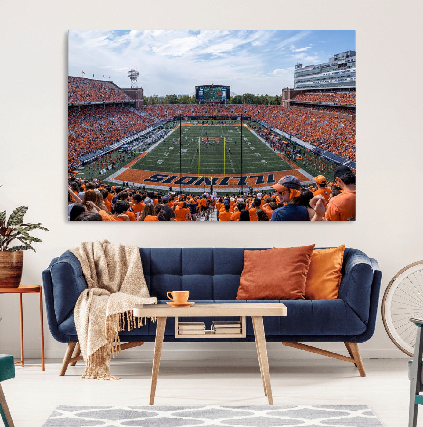 MGV-CV-36X24 - University of Illinois Fighting Illini Football Team Print Canvas - Champaign Illinois Memorial