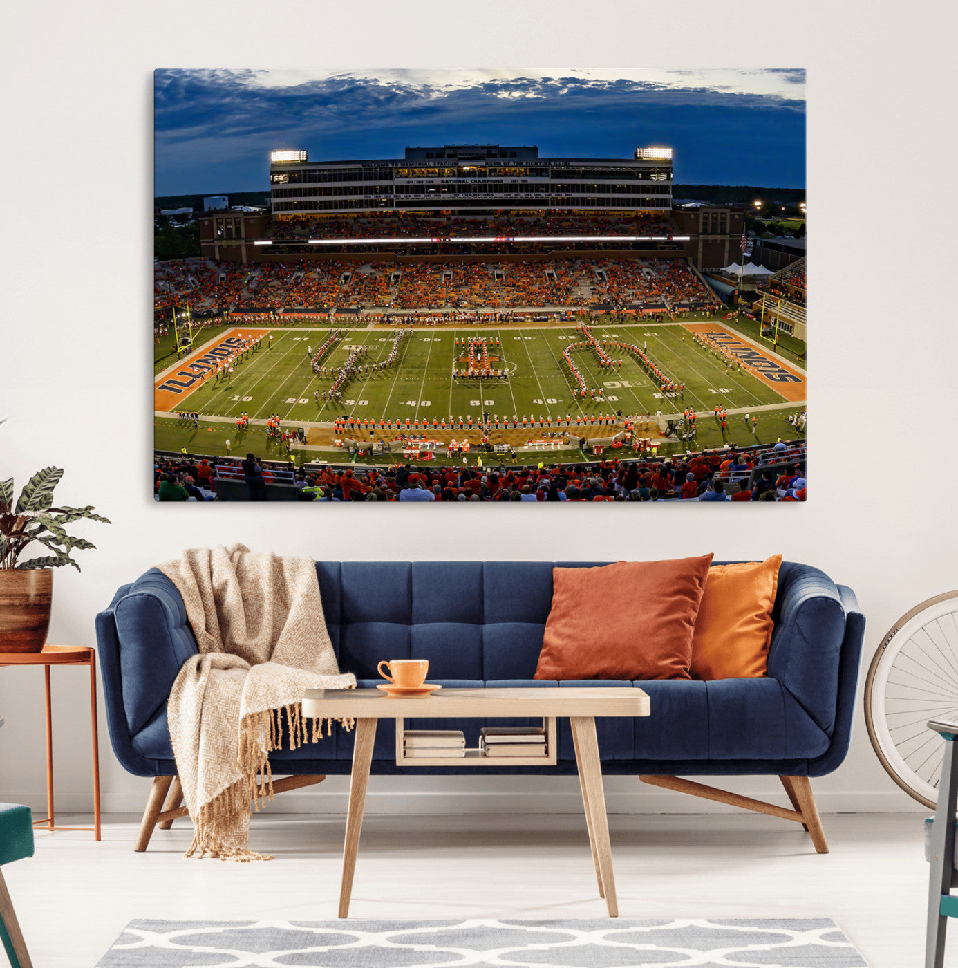 MGV-CV-36X24 - University of Illinois Fighting Illini Football Team Print - Champaign Illinois Memorial Stadium