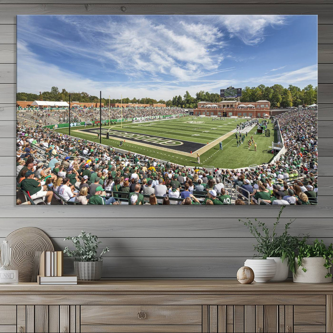 University of Charlotte 49ers Football Team Print - Charlotte Jerry Richardson Stadium Wall Art Canvas Print