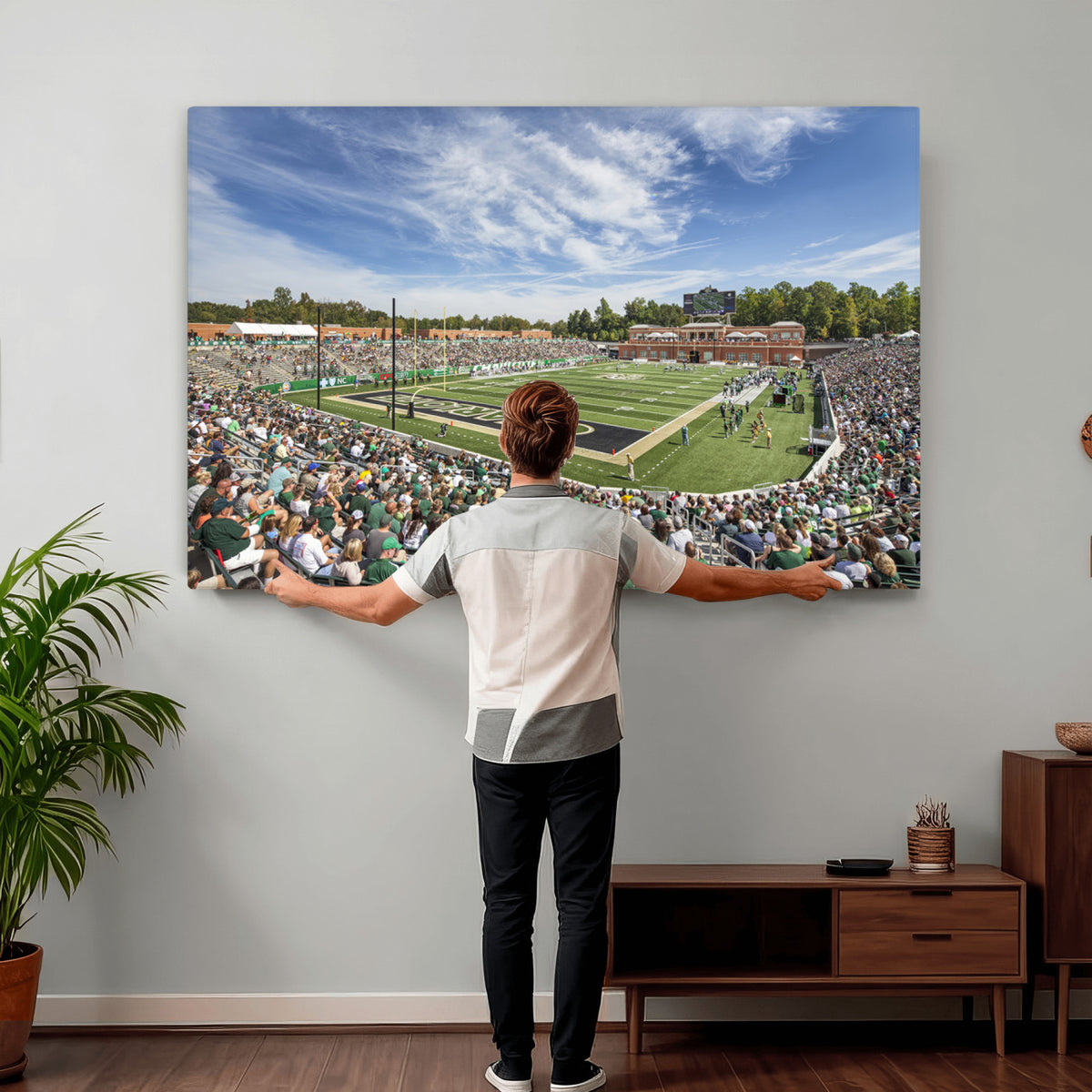 67799-MGV-CV-36X24 - University of Charlotte 49ers Football Team Print - Charlotte Jerry Richardson Stadium Canvas Print