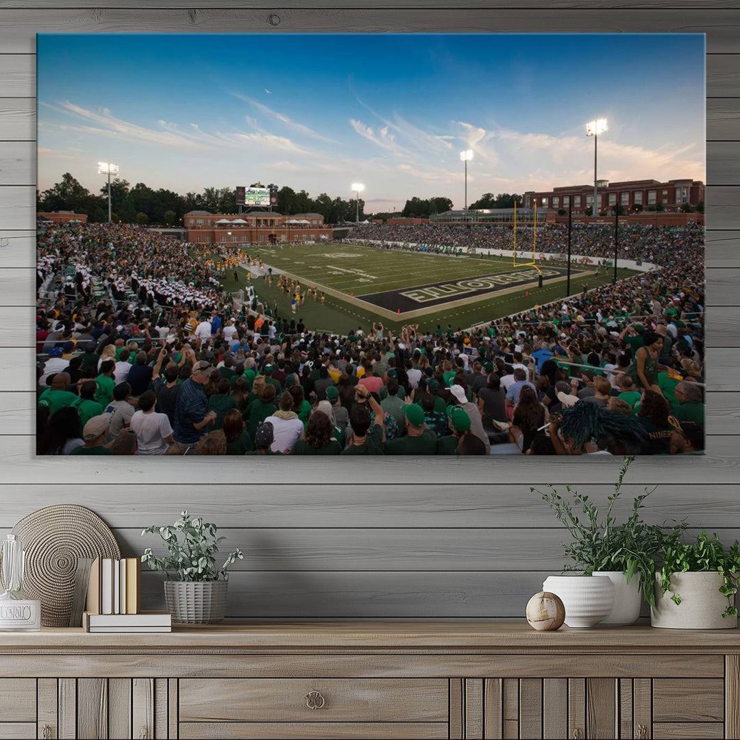 University of Charlotte 49ers Football Team Print - Charlotte Jerry Richardson Stadium Wall Art Canvas Print