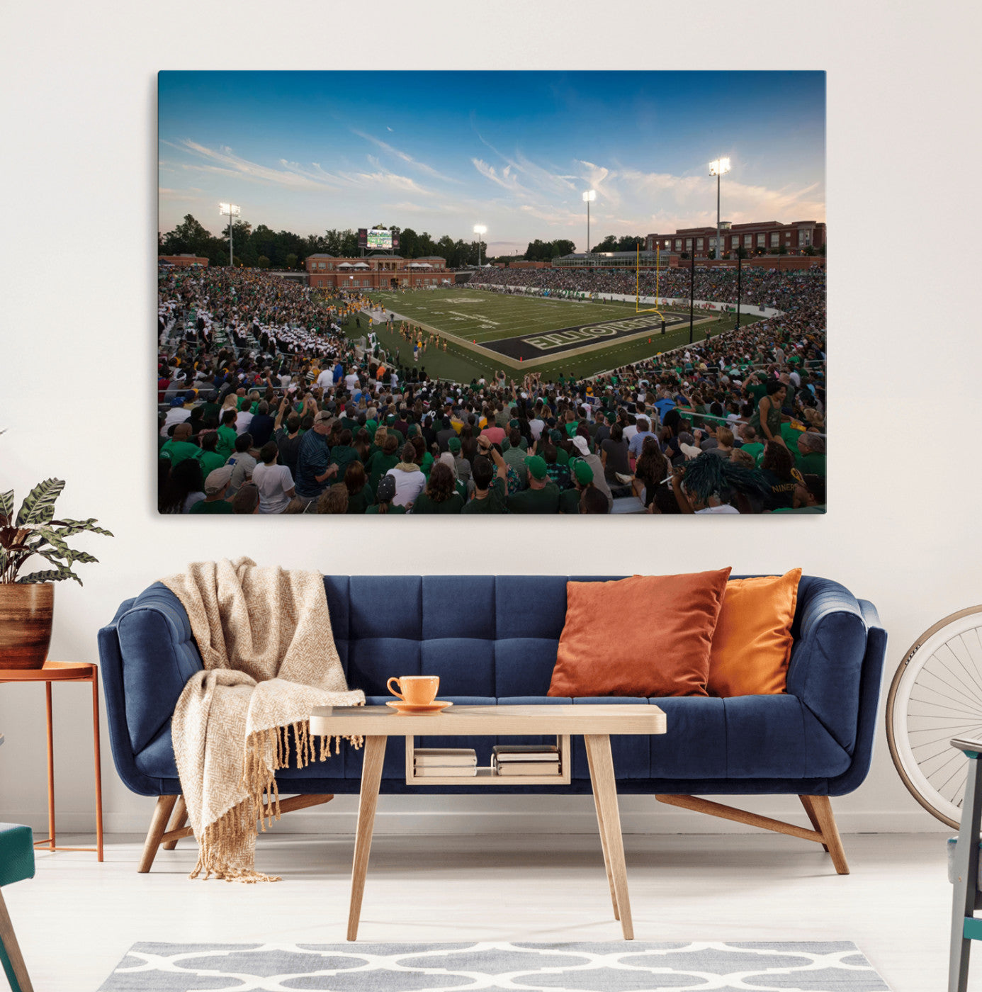 MGV-CV-36X24 - University of Charlotte 49ers Football Team Print - Charlotte Jerry Richardson Stadium Wall Art