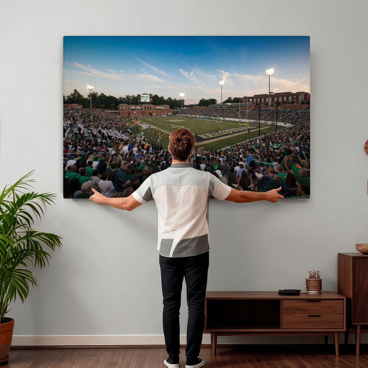 12290-MGV-CV-36X24 - University of Charlotte 49ers Football Team Print - Charlotte Jerry Richardson Stadium Wall Art