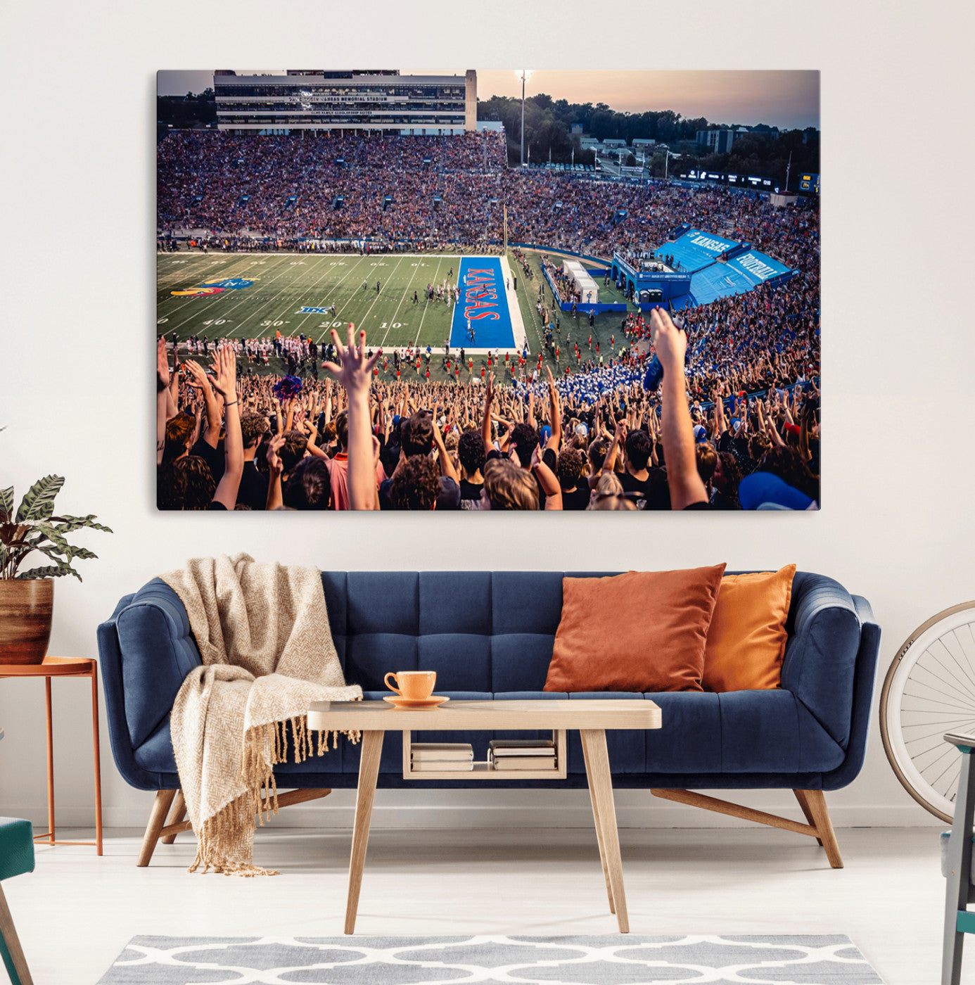 MGV-CV-36X24 - University of Kansas Jayhawks Football Team Art Print - Lawrence Kansas Memorial Stadium Wall Art