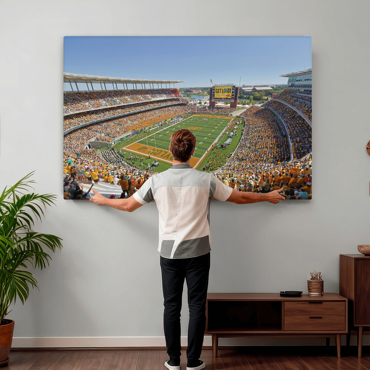 49912-MGV-CV-36X24 - Baylor University Bears Football Team Print - Waco McLane Stadium Wall Art Canvas Print