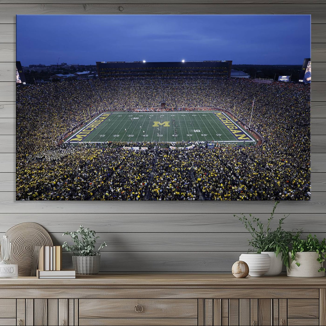 University of Michigan Wolverines Football Team Print - Ann Arbor Michigan Stadium Wall Art Canvas Print