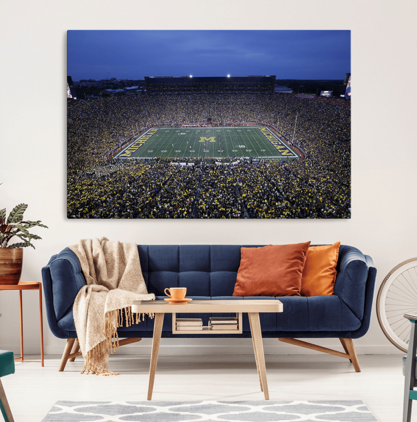 MGV-CV-36X24 - University of Michigan Wolverines Football Team Print - Ann Arbor Michigan Stadium Wall Art Canvas