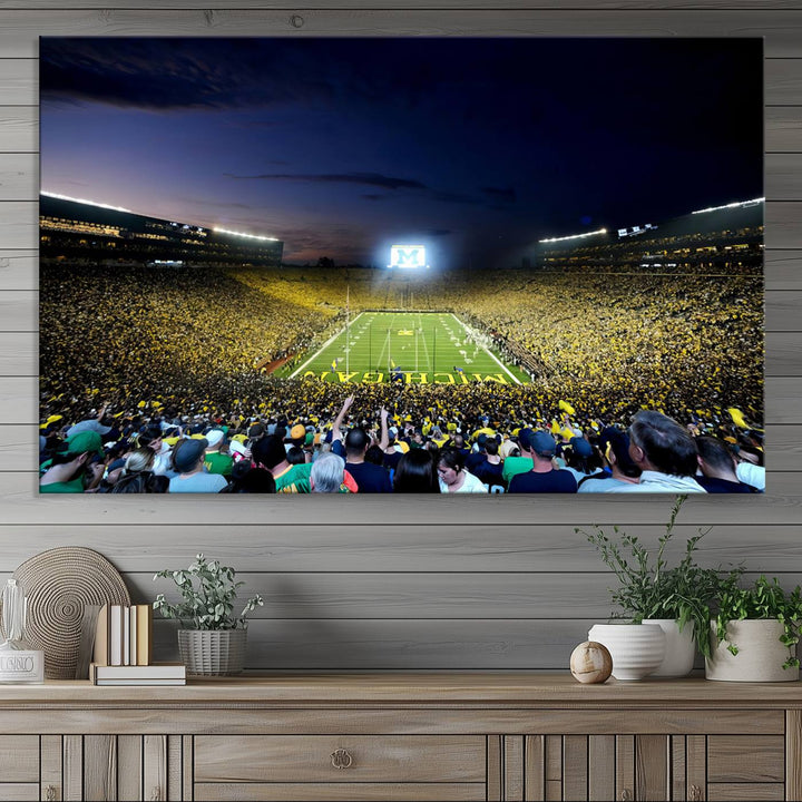 University of Michigan Wolverines Football Team Print - Ann Arbor Michigan Stadium Wall Art Canvas Print