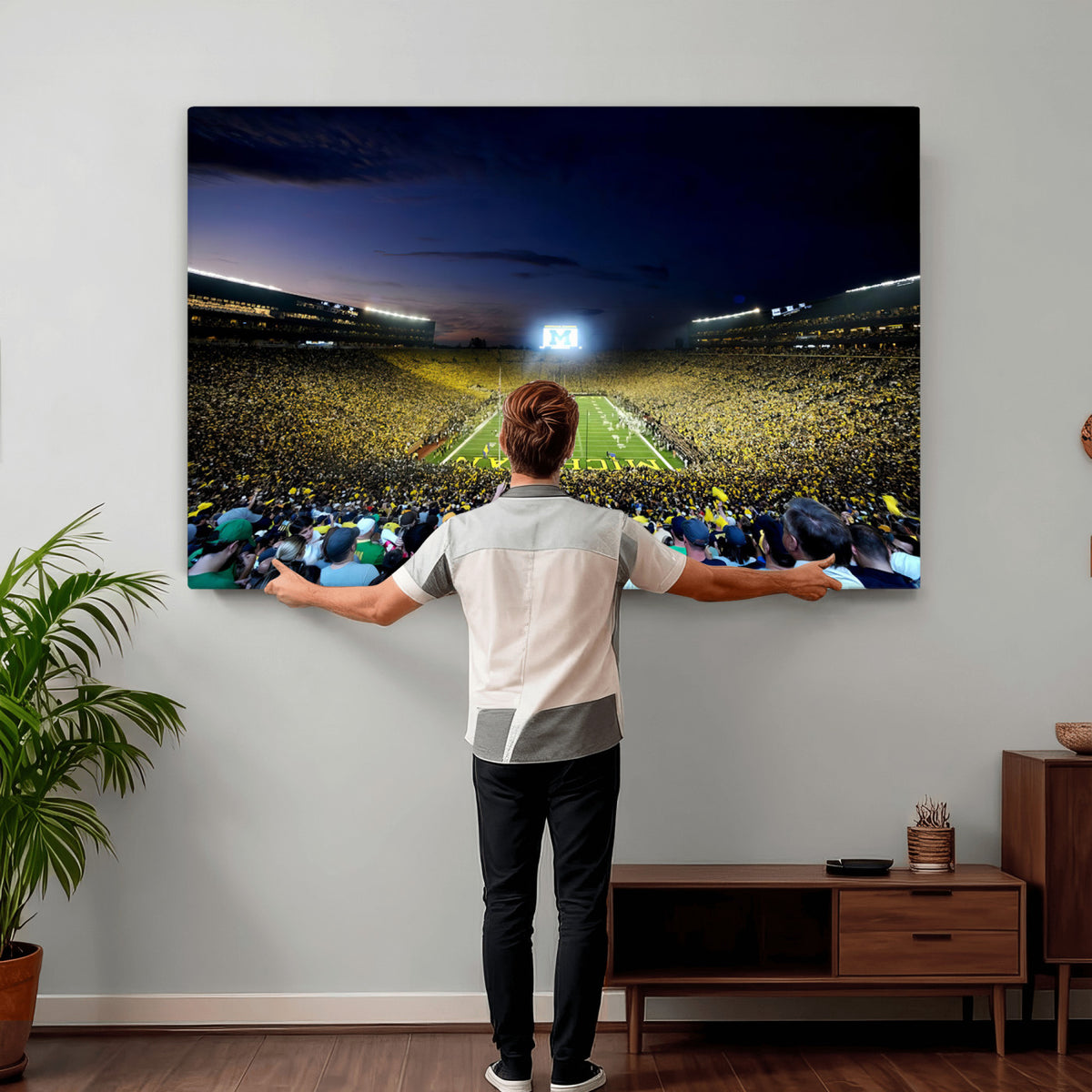 22115-MGV-CV-36X24 - University of Michigan Wolverines Football Team Print - Ann Arbor Michigan Stadium Canvas Print