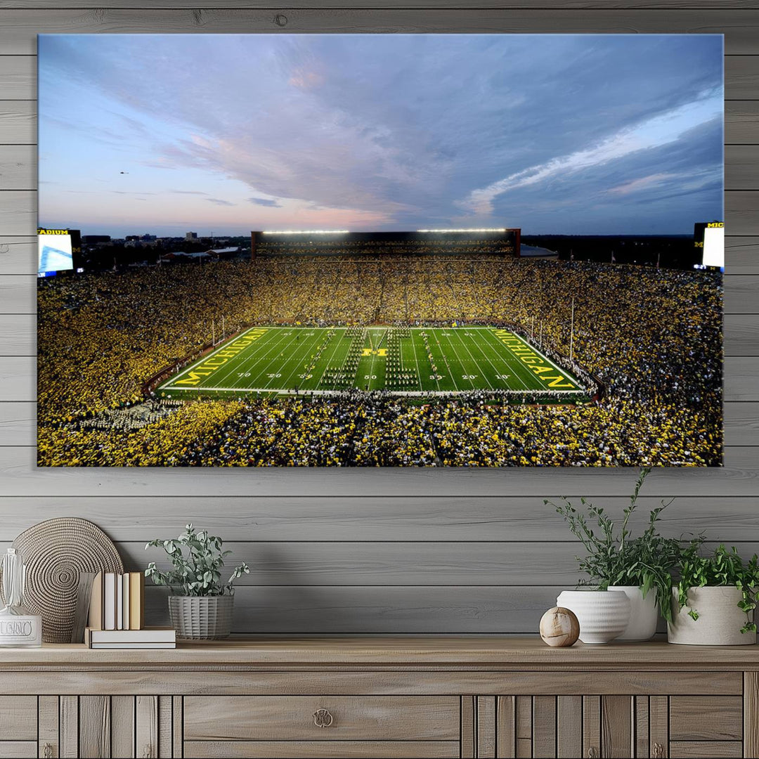 University of Michigan Wolverines Football Team Print - Ann Arbor Michigan Stadium Wall Art Canvas Print