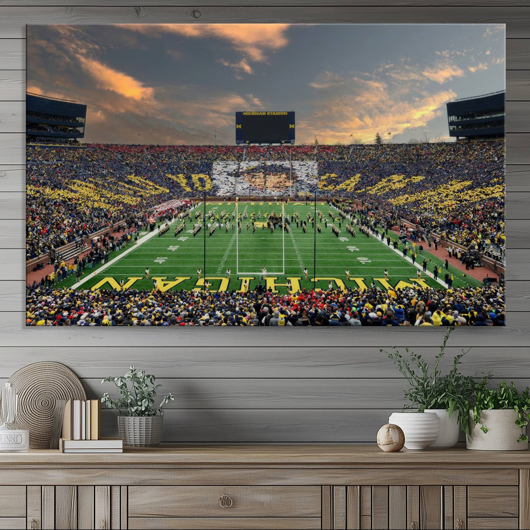 University of Michigan Wolverines Football Team Print - Ann Arbor Michigan Stadium Wall Art Canvas Print