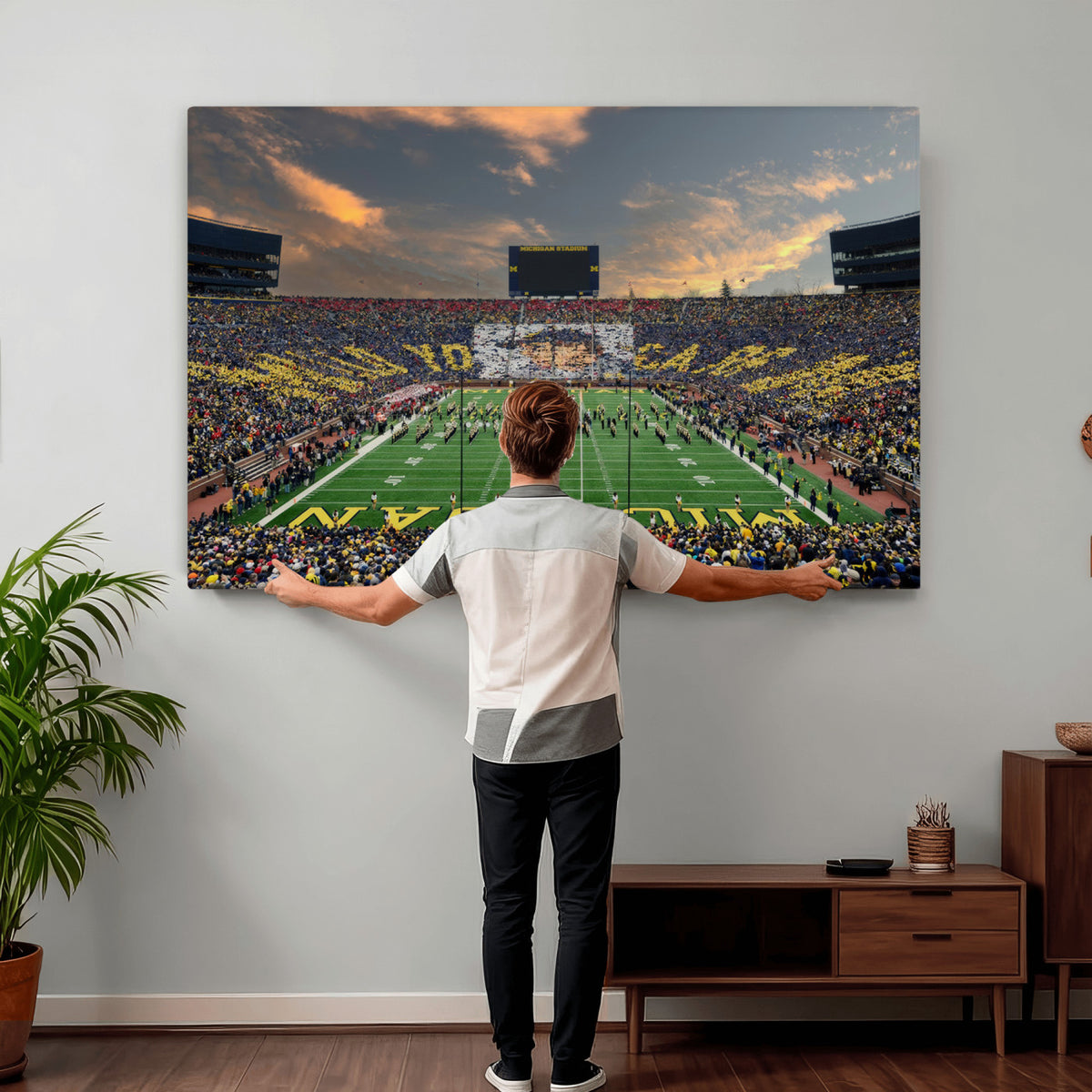81843-MGV-CV-36X24 - University of Michigan Wolverines Print Canvas, Football Team Print - Ann Arbor Michigan Stadium