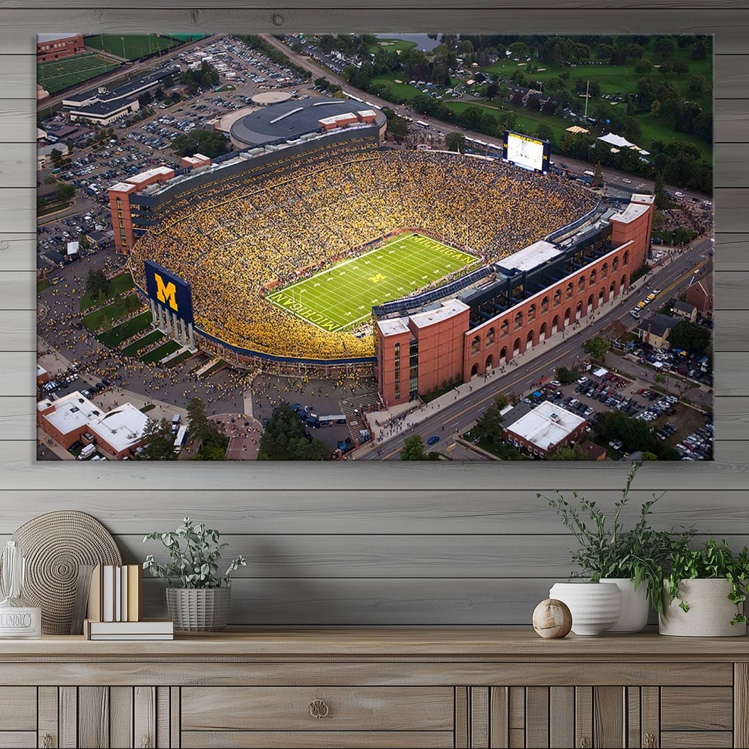 University of Michigan Wolverines Football Team Print - Ann Arbor Michigan Stadium Wall Art Canvas Print