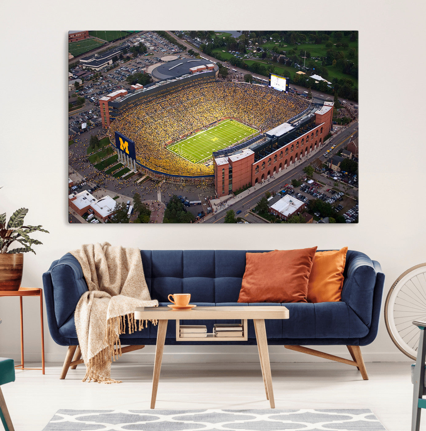 MGV-CV-36X24 - University of Michigan Wolverines Football Team Print - Ann Arbor Michigan Stadium Wall Art Canvas