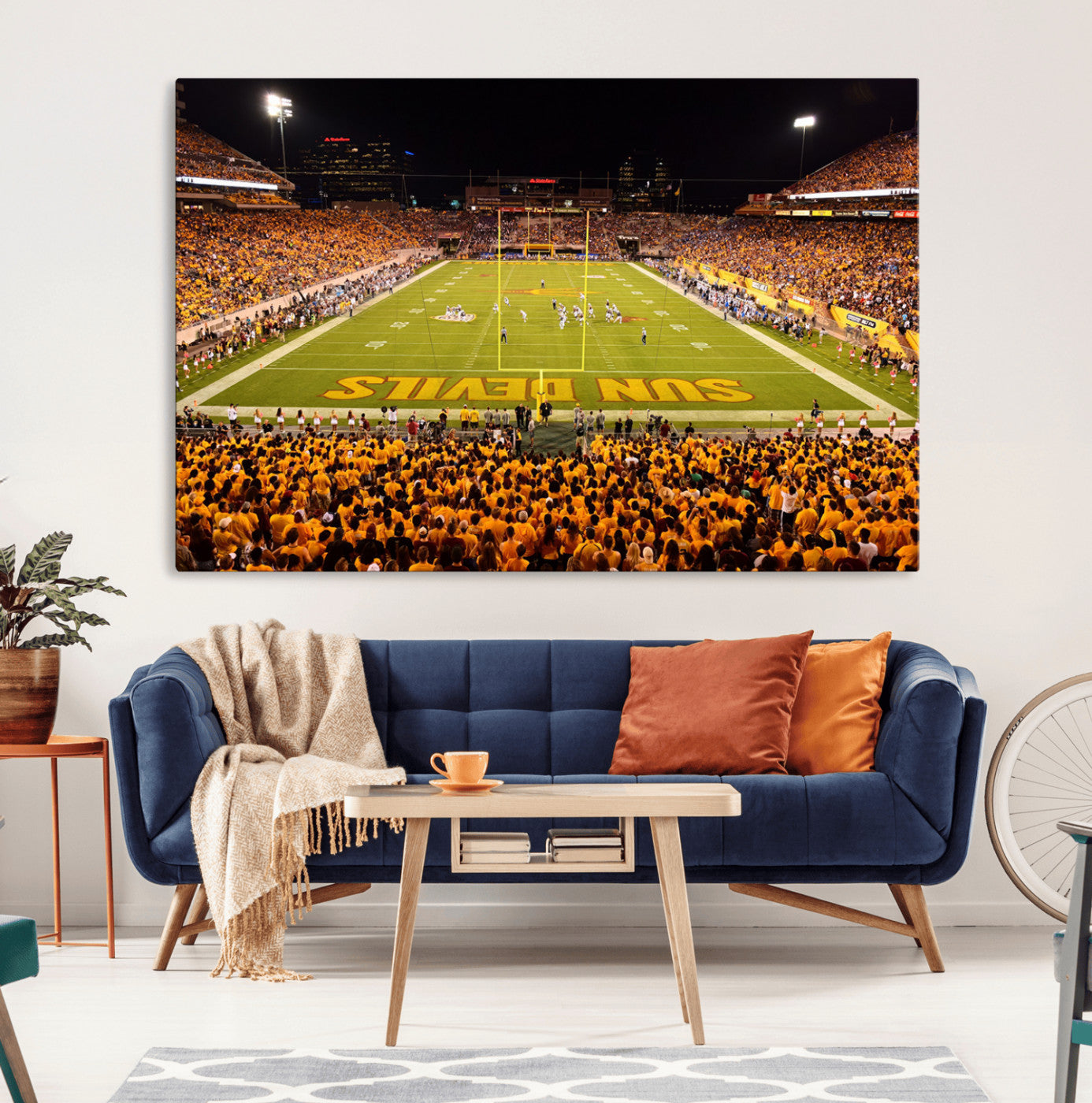 21588-MGV-CV-36X24-ASU Sun Devils Football Team Print - Phoenix Mountain America Stadium Wall Art Canvas Print