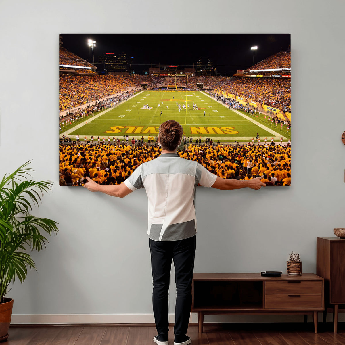 21588-MGV-CV-36X24 - ASU Sun Devils Football Team Print - Phoenix Mountain America Stadium Wall Art Canvas Print