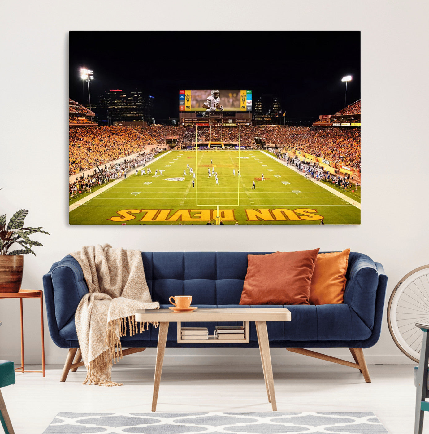 87612-MGV-CV-36X24-ASU Sun Devils Football Team Print - Phoenix Mountain America Stadium Canvas Print