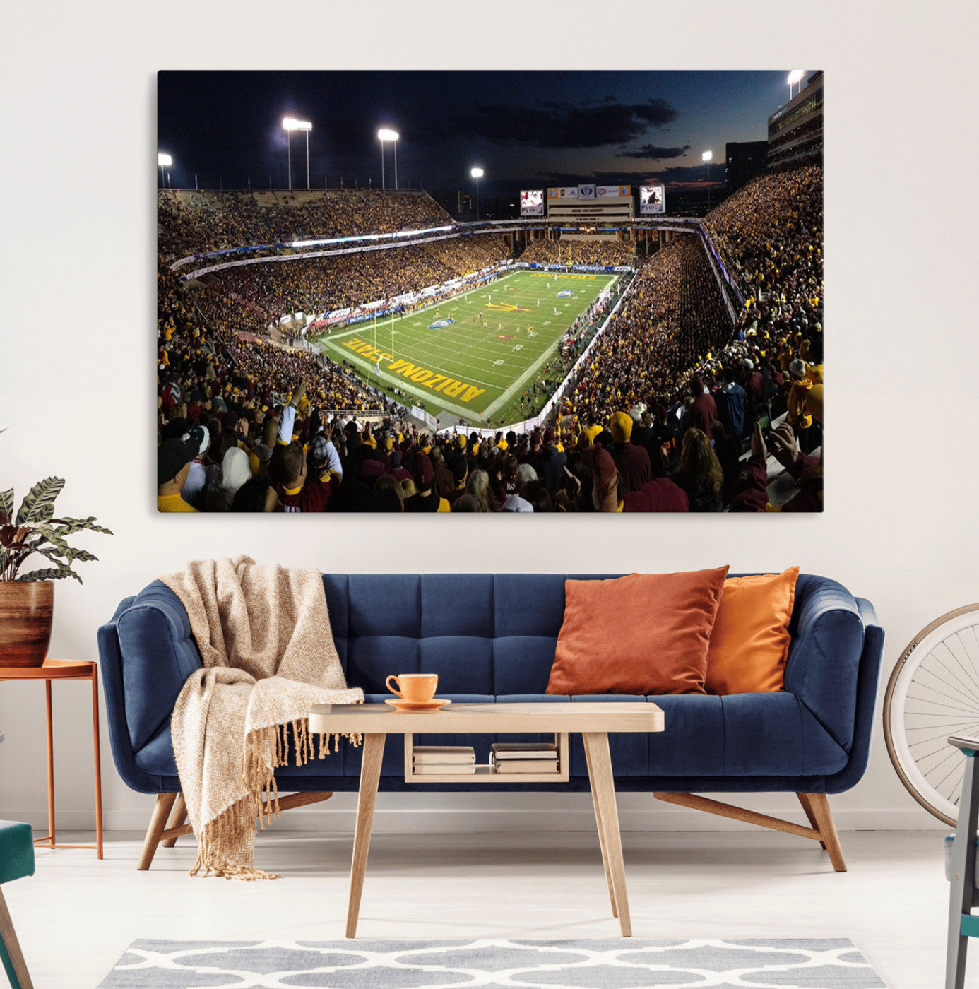 75716-MGV-CV-36X24-ASU Sun Devils Football Team Print Canvas - Phoenix Mountain America Stadium Wall Art Canvas Print
