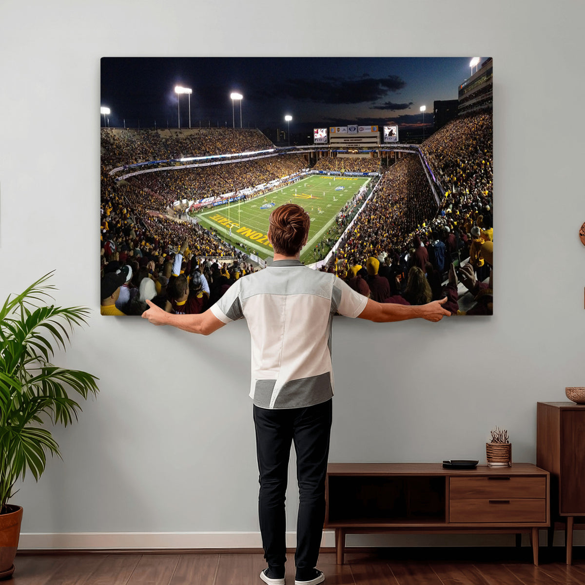 75716-MGV-CV-36X24 - ASU Sun Devils Football Team Print Canvas - Phoenix Mountain America Stadium Wall Art Canvas Print