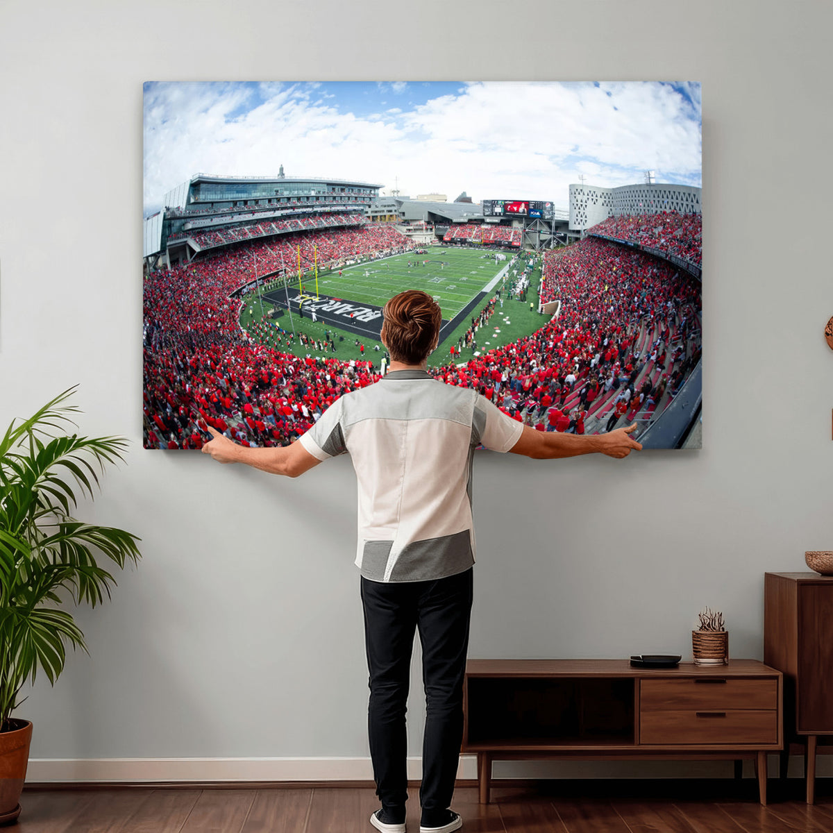 54070-MGV-CV-36X24 - Cincinnati Bearcats Football Team Print - Nippert Stadium Wall Art Canvas Print