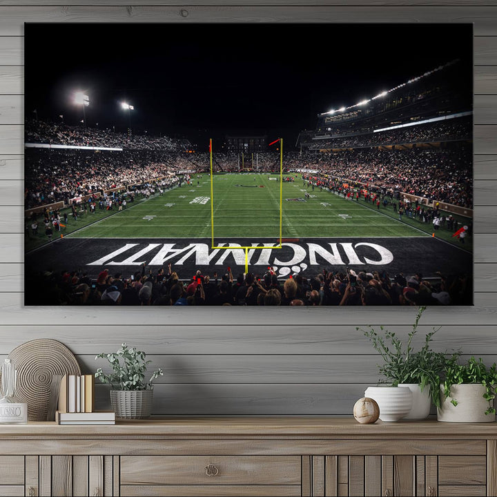 Cincinnati Bearcats Football Team Print - Nippert Stadium Wall Art Canvas Print