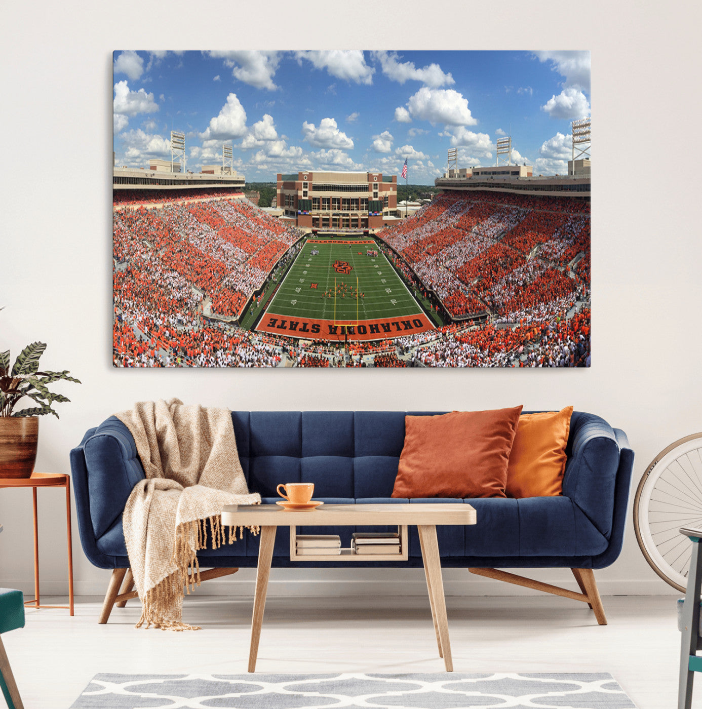 65192-MGV-CV-36X24-Oklahoma State Cowboys Football Team Print - Stillwater Boone Pickens Stadium Wall Art Canvas Print