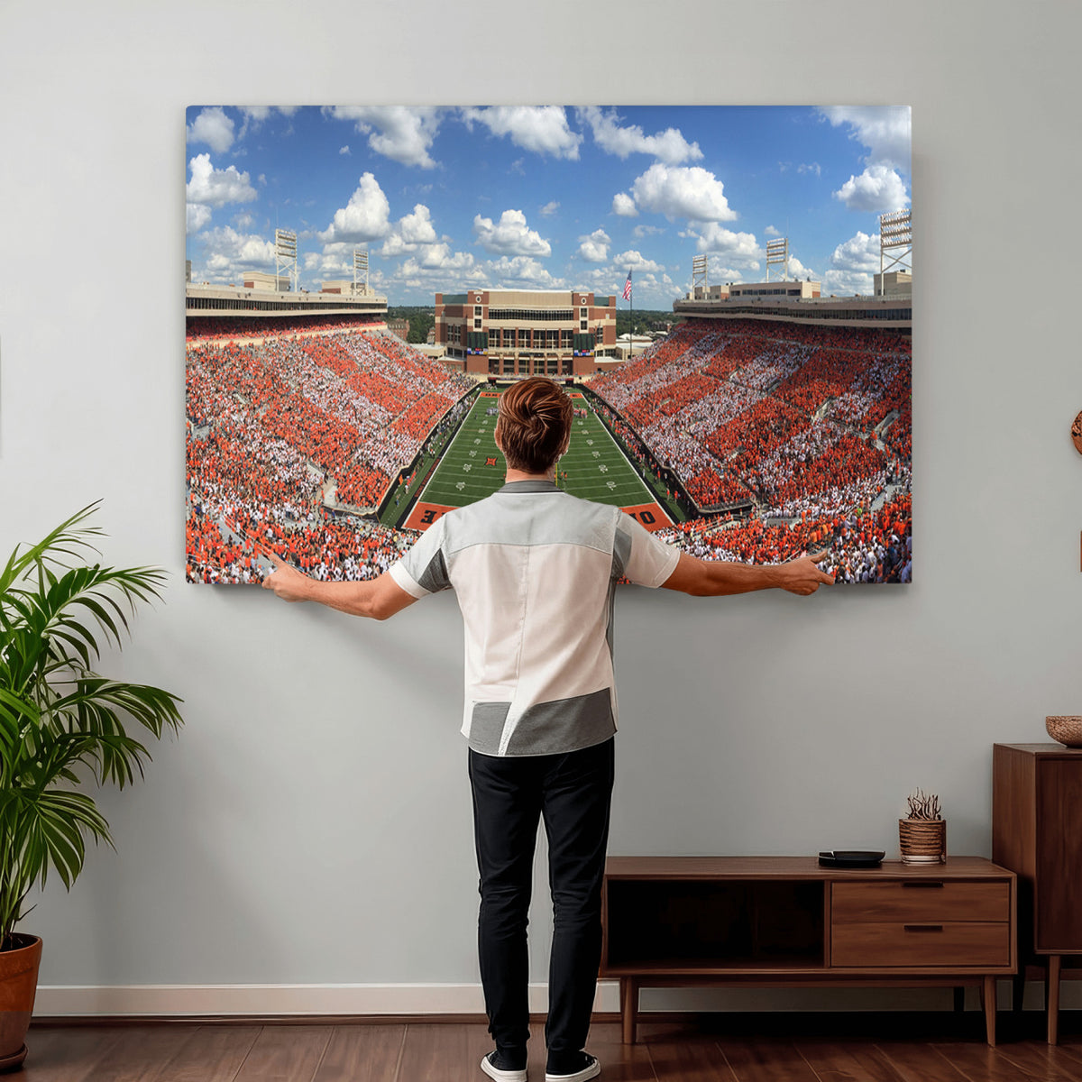65192-MGV-CV-36X24 - Oklahoma State Cowboys Football Team Print - Stillwater Boone Pickens Stadium Wall Art Canvas Print