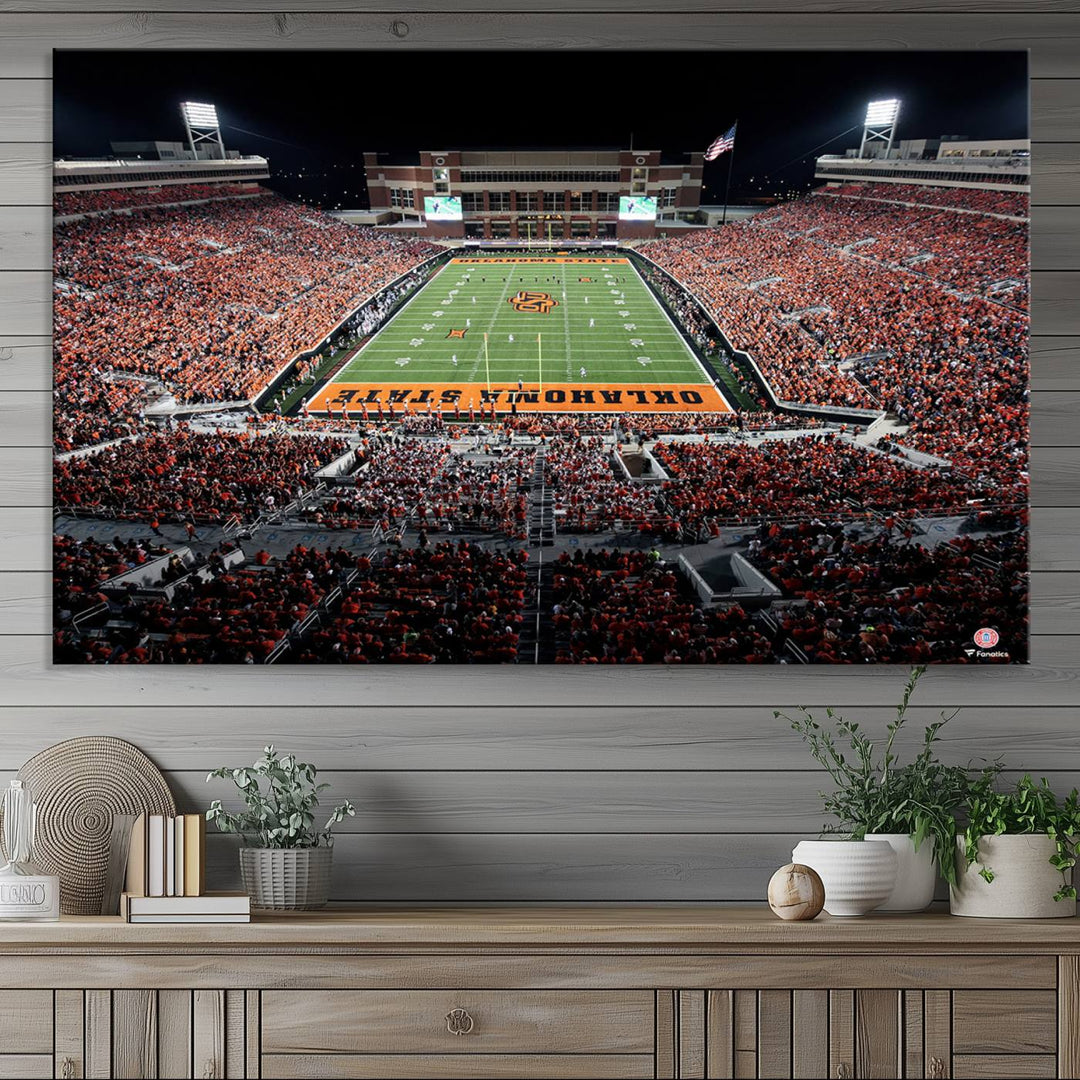 Oklahoma State Cowboys Football Team Print - Stillwater Boone Pickens Stadium Wall Art Canvas Print