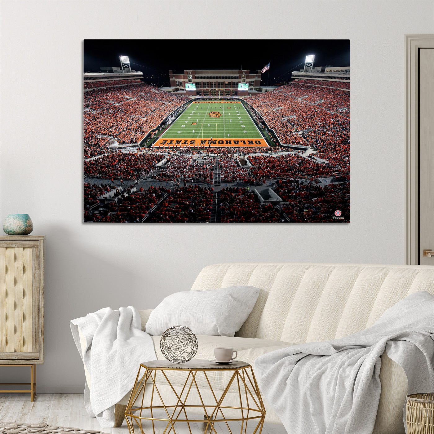 81675-MGV-CV-36X24-Oklahoma State Cowboys Football Team Print - Stillwater Boone Pickens Stadium Wall Art Canvas Print