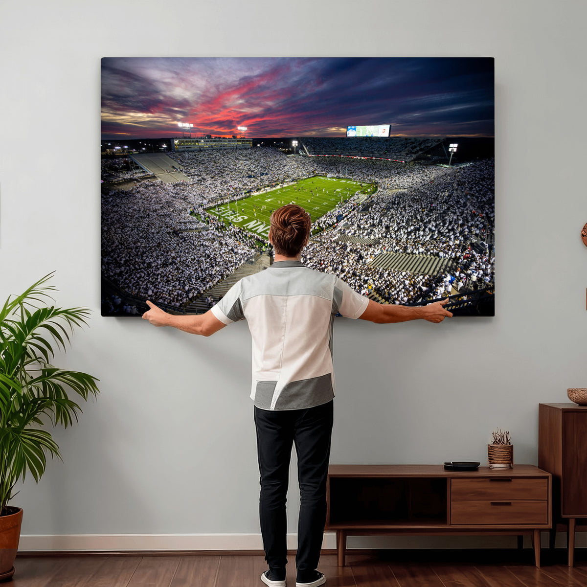 37304-MGV-CV-36X24 - Penn State Nittany Lions Football Team Print - University Park Beaver Stadium Art Canvas Print