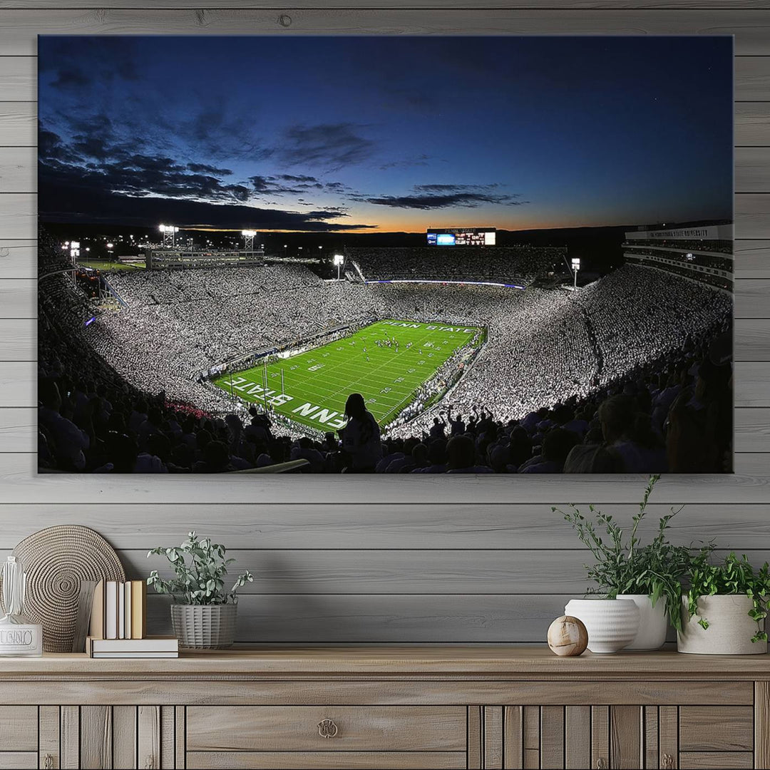 Penn State Nittany Lions Football Team Print - University Park Beaver Stadium Wall Art Canvas Print