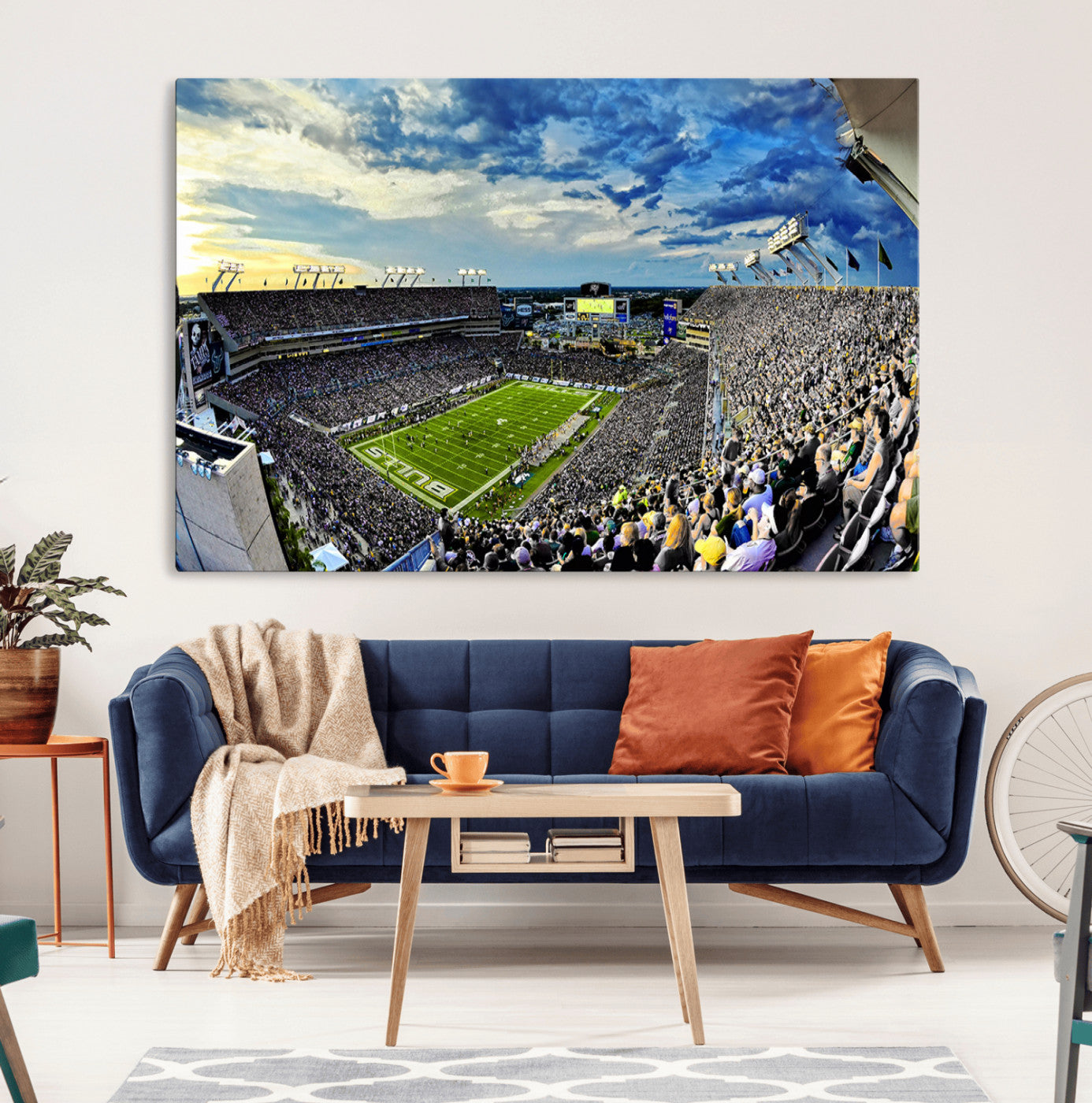 MGV-CV-36X24 - Framed USF Bulls Football Team Print - Tampa Raymond James Stadium Wall Art Canvas Print
