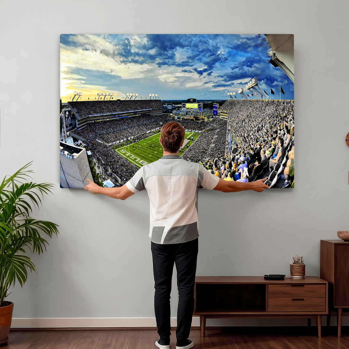 23788-MGV-CV-36X24 - Framed USF Bulls Football Team Print - Tampa Raymond James Stadium Wall Art Canvas Print