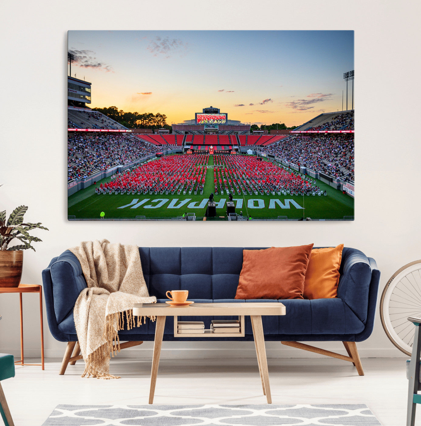 35266-MGV-CV-36X24-NC State Wolfpack Football Team Print Wall Art - Raleigh Carter-Finley Stadium Wall Art Canvas Print
