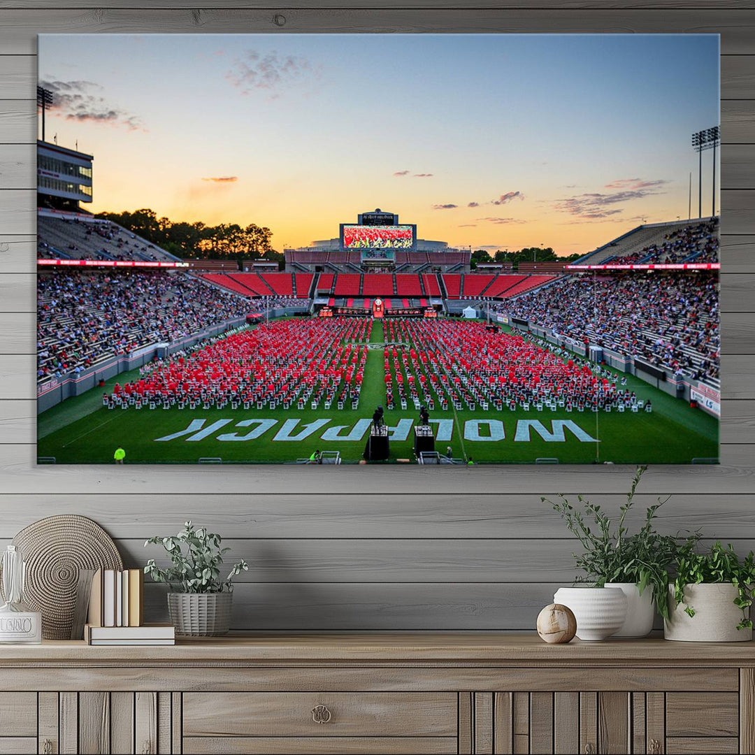 NC State Wolfpack Football Team Print - Raleigh Carter-Finley Stadium Wall Art Canvas Print