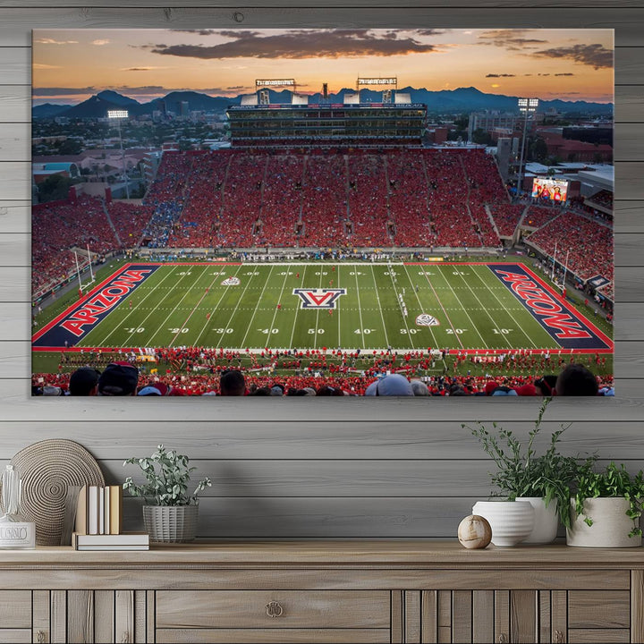 Arizona Wildcats Football Team Print - Tucson Arizona Stadium Wall Art Canvas Print