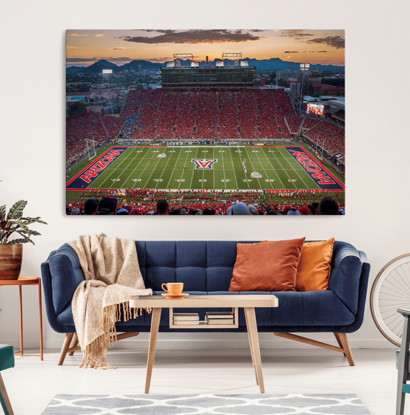 99722-MGV-CV-36X24-Framed Arizona Wildcats Football Team Print - Tucson Arizona Stadium Wall Art Canvas Print